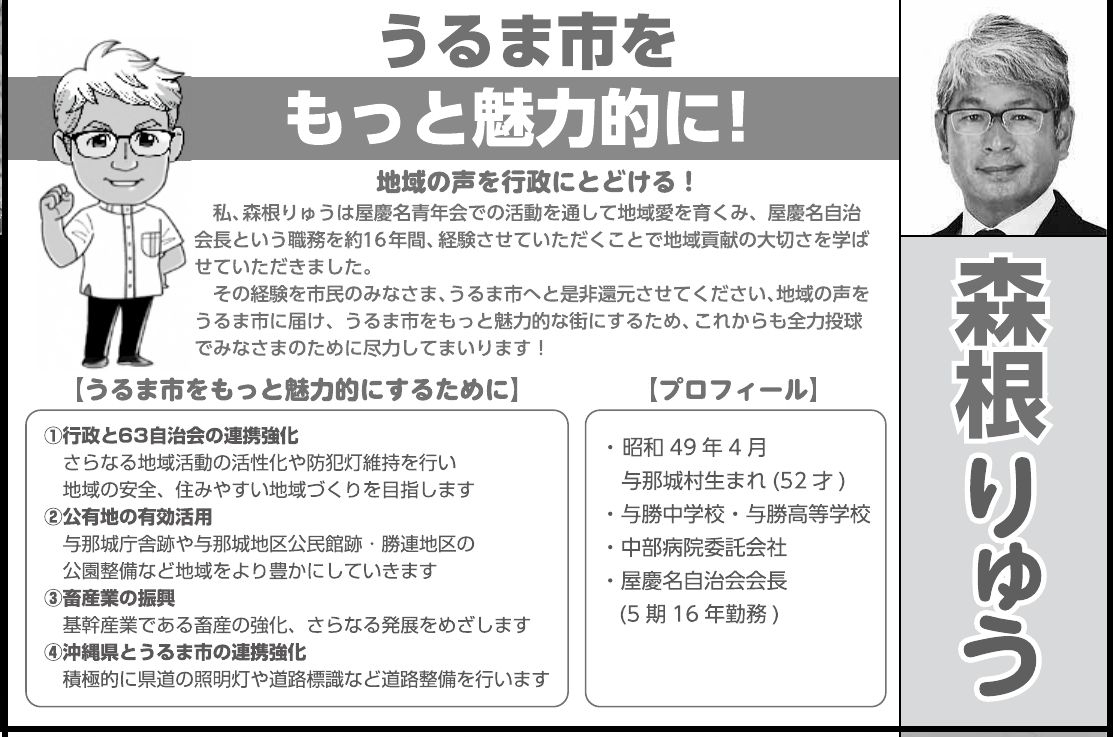森根 りゅうの選挙公報の掲載枠